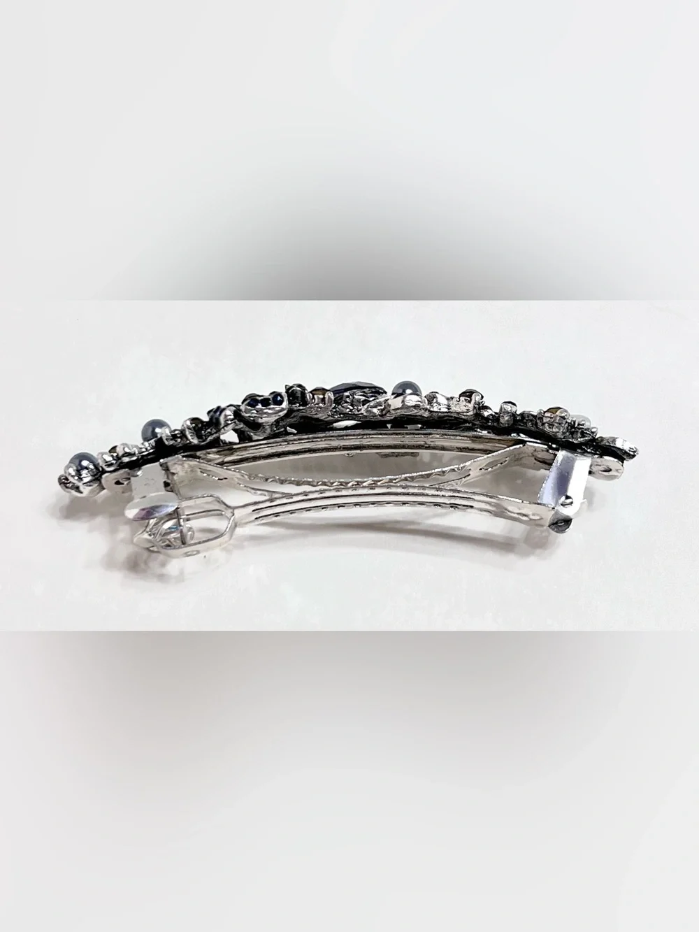 Blue Crystal Floral Hair Barrette